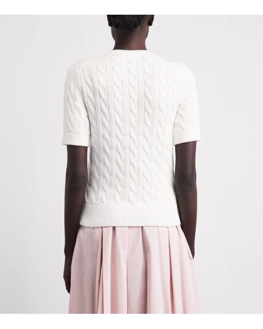 Polo Ralph Lauren White Cotton Cable-Knit Short-Sleeve Cardigan