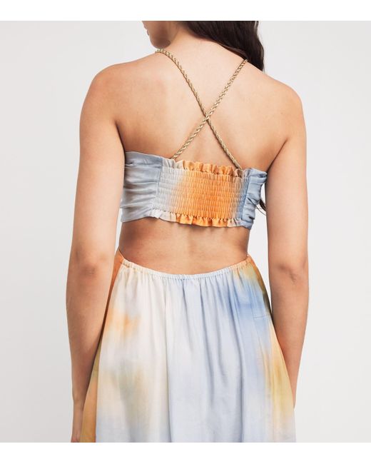 Maje Blue Tie-Dye Maxi Dress