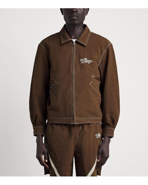 CHERRY LA Brown Embroidered Running Jacket for men