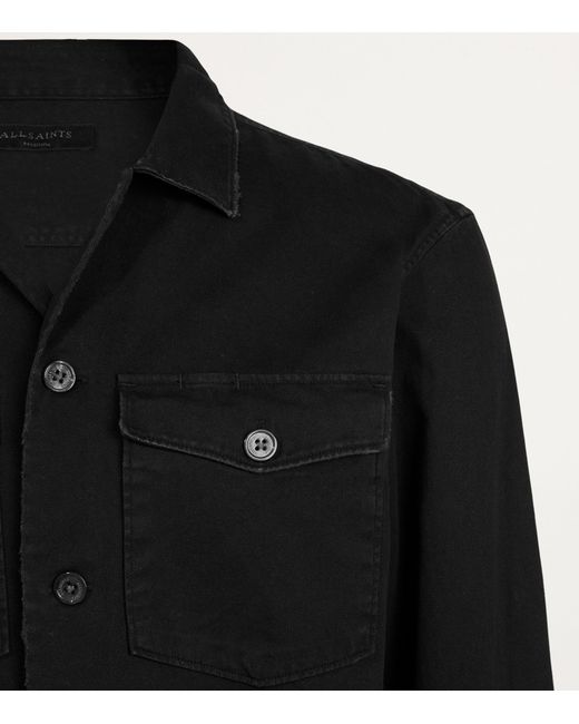 AllSaints Black Cotton Spotter Overshirt for men