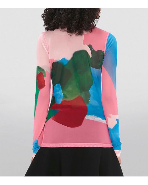 J.W. Anderson Pink Mesh Abstract Print Top