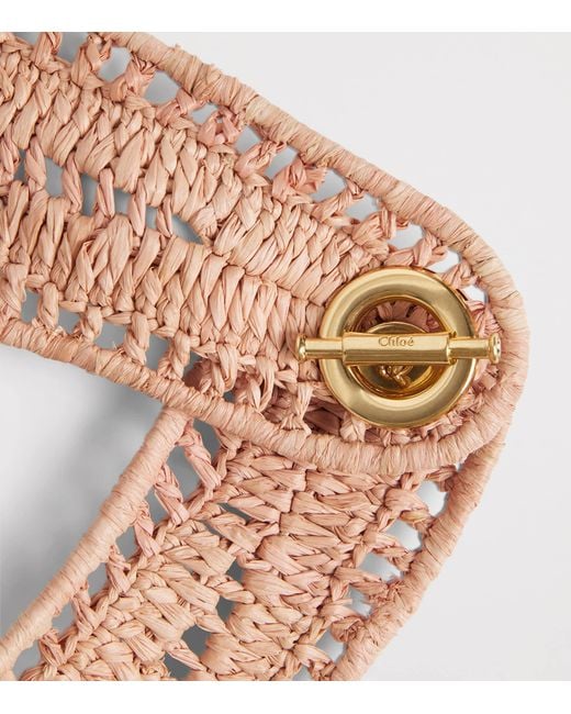 Chloé Pink Raffia Logo Visor