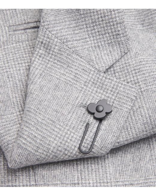 Lardini Gray Virgin Wool-Cashmere Check Blazer for men