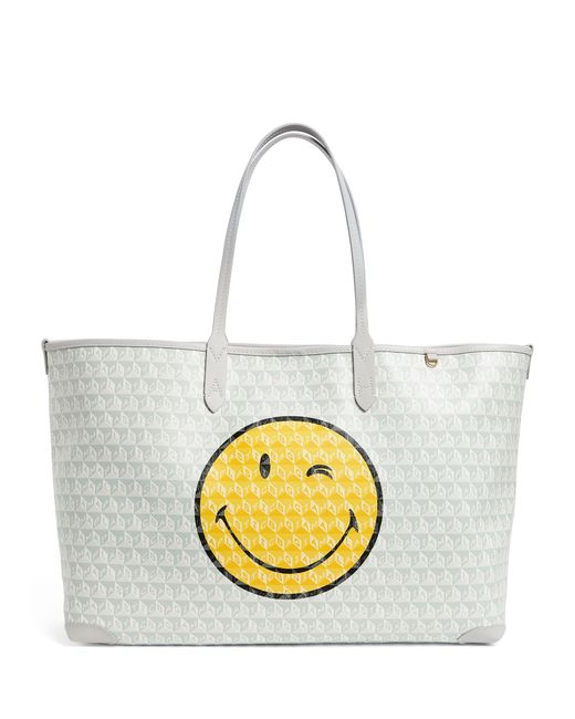 Anya Hindmarch I Am A Plastic Bag Smiley Tote Bag in White | Lyst Canada