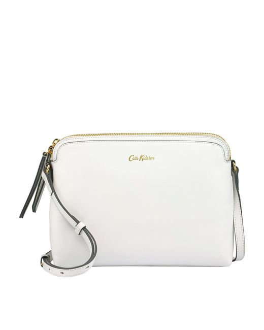 Cath Kidston White Leather Duo Cross Body Bag