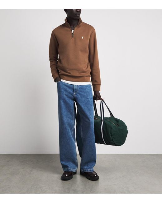 Polo Ralph Lauren Brown Polo Pony Quarter-Zip Sweatshirt for men