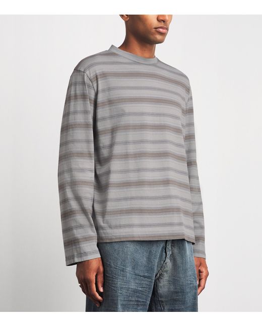 Our Legacy Gray Cotton Stripe Box Long-Sleeve T-Shirt for men