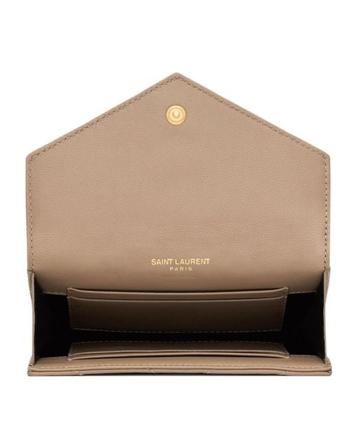 Saint Laurent Natural Small Leather Cassandre Envelope Wallet