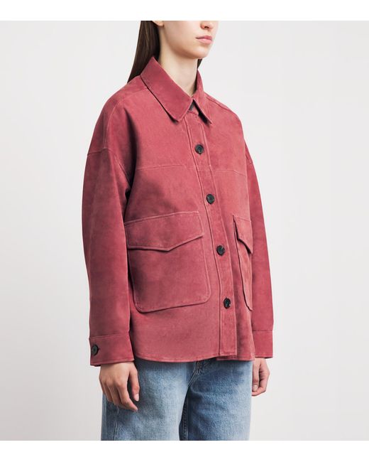 Arma Red Lamb Suede Kaylee Shacket