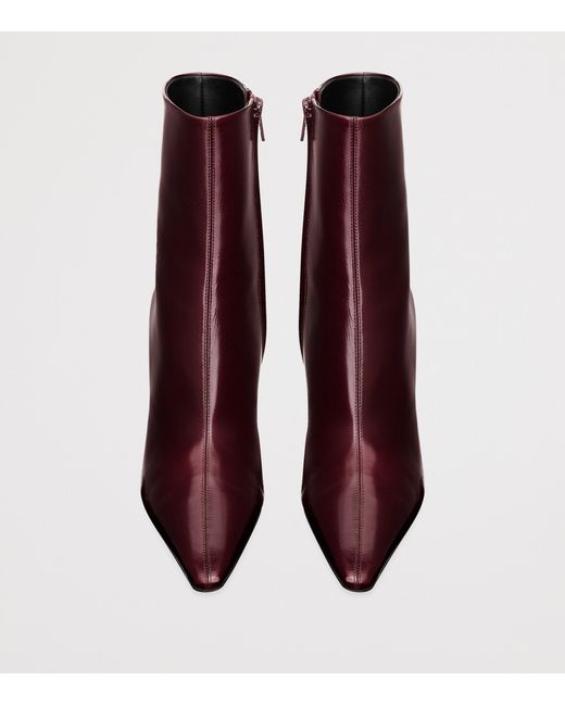 Saint Laurent Purple Leather Ashley Ankle Boots 90
