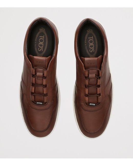 Tod's Brown Leather Elastic Cassetta Sneakers for men