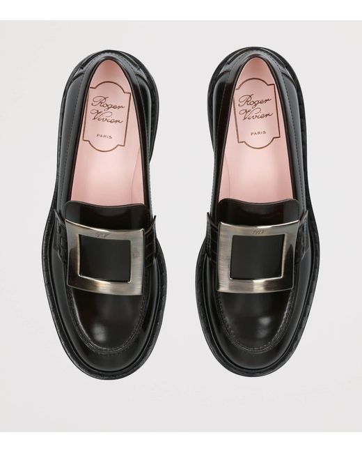 Roger Vivier Black Leather Viv' Rangers Loafers