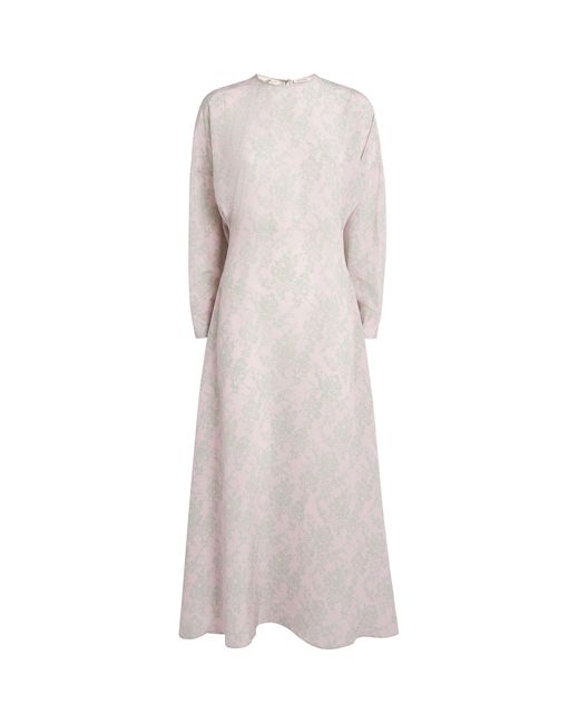 BITE STUDIOS Gray Silk Floral Selene Maxi Dress