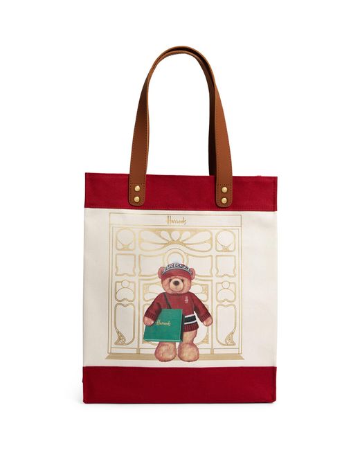 Harrods Christmas Bear 2023 Canvas Bag in Red Lyst