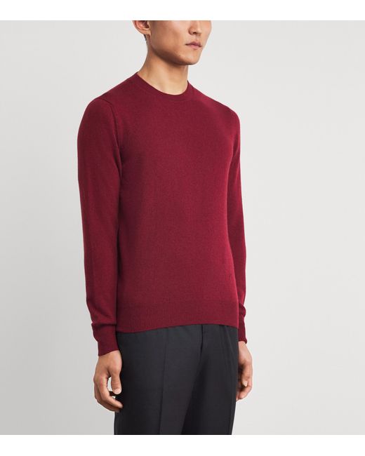 Isaia Red Cashmere Crew-Neck Sweater for men
