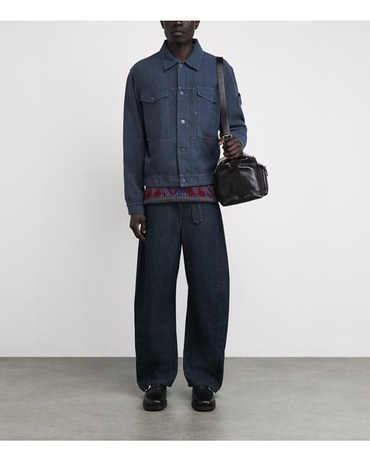 Stone Island Blue Linen-Blend Ghost Coach Jacket for men