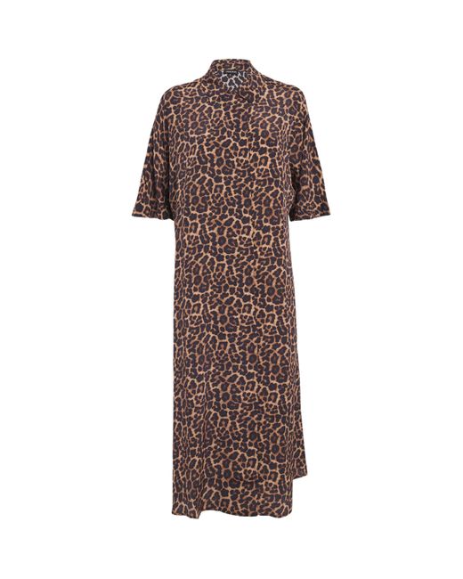 Anine Bing Brown Leopard Print Julia Midi Dress