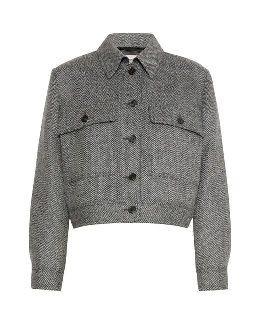 Weekend by Maxmara Gray Chevron Collared Jacket