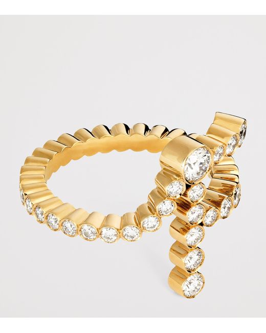 Sophie Bille Brahe Metallic And Diamond Ensemble 'F' Ring