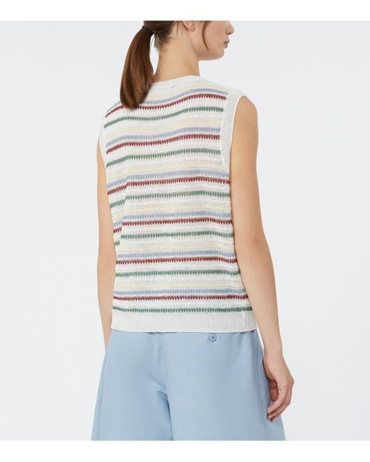 Weekend by Maxmara White Linen Sweater Vest