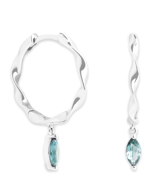 Astrid & Miyu White And Alexandrite Twist Hoop Earrings