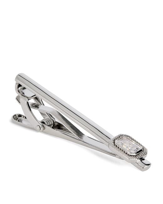 Tateossian Metallic Rhodium-Plated And Cubic Zirconia Halo Tie Clip for men