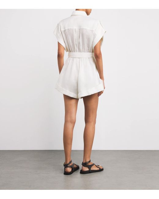 Zimmermann White Linen Cuffed Rhiannon Playsuit