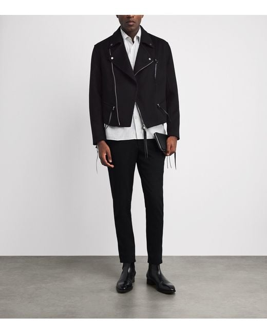 Alan Scott Black Cashmere-Blend Biker Jacket for men