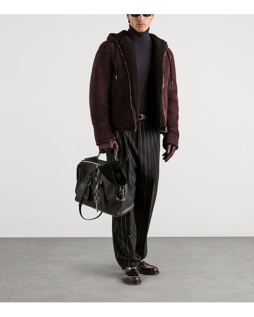 Dolce & Gabbana Brown Suede Fleece Hooded Jacket for men