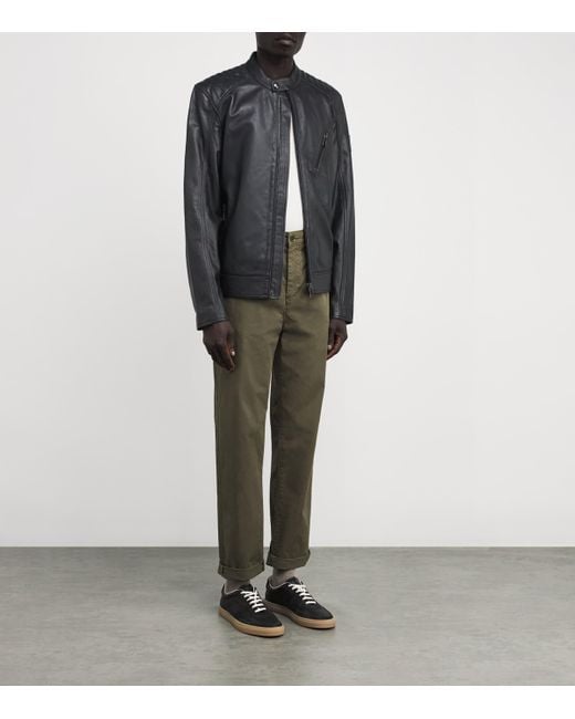 Belstaff Gray Cheviot Sheepskin V Racer Jacket for men