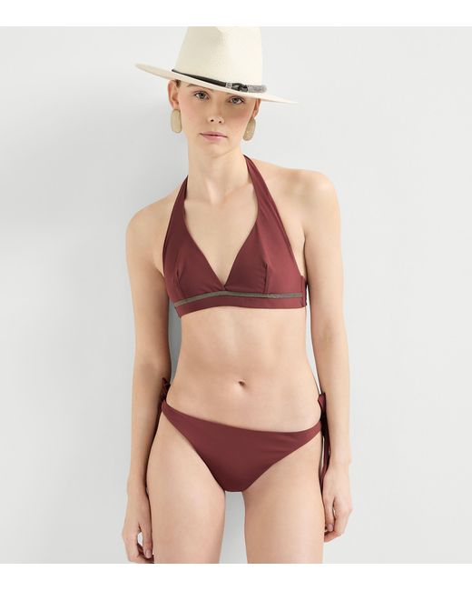 Brunello Cucinelli Purple Side-Tie Bikini Bottoms