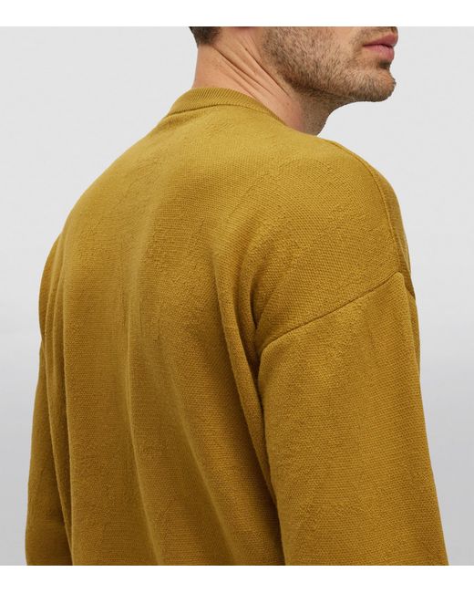 Boss Green Cotton Crew-Neck Sweater for men