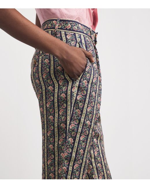 Vivienne Westwood Gray Linen Floral Ray Trousers