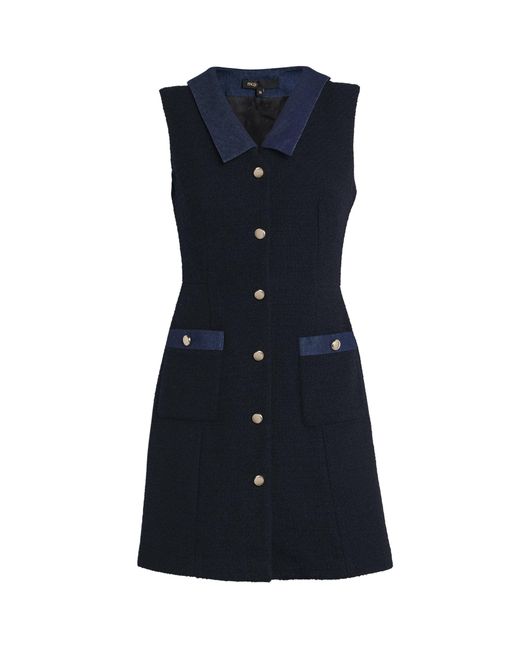Maje Blue Tweed Mini Dress
