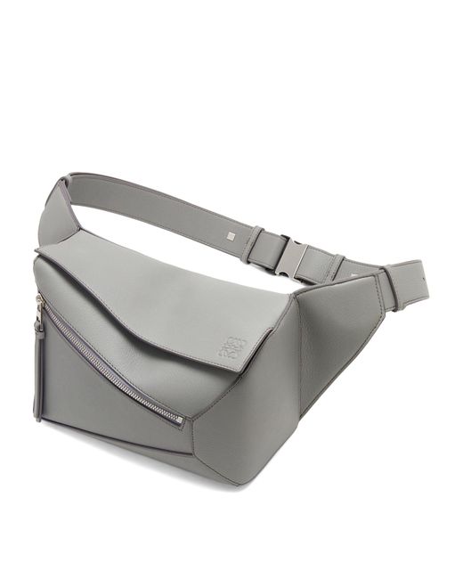 Loewe Gray Small Leather Puzzle Edge Belt Bag for men