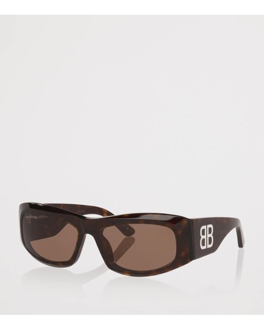 Balenciaga Brown Tortoiseshell Bb0395S Rectangular Sunglasses