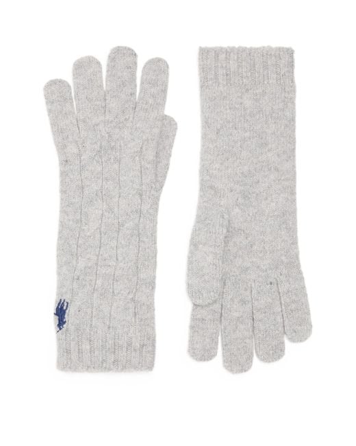 Polo Ralph Lauren White Wool-Cashmere Polo Pony Gloves