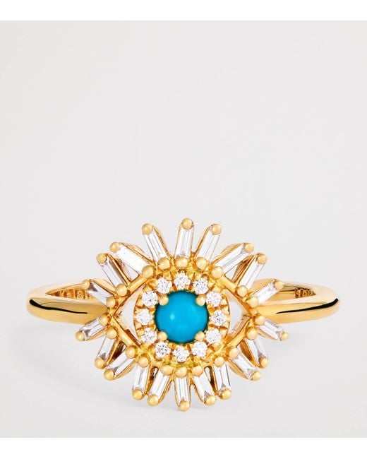 Suzanne Kalan Metallic Diamond And Mini Evil Eye Ring