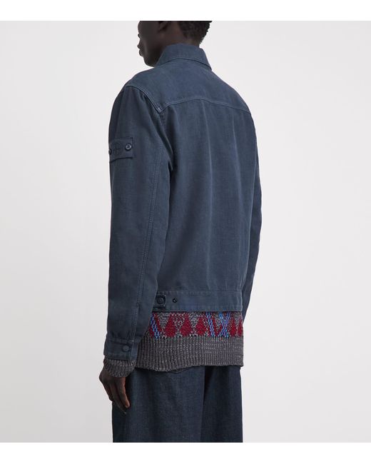 Stone Island Blue Linen-Blend Ghost Coach Jacket for men