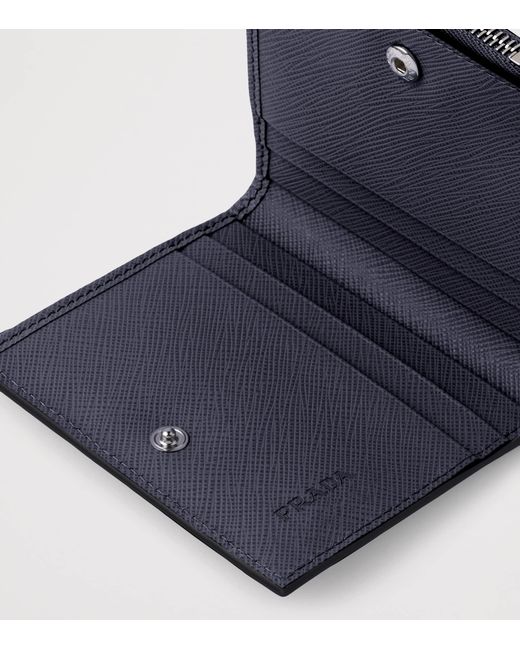 Prada Blue Small Leather Logo Wallet for men