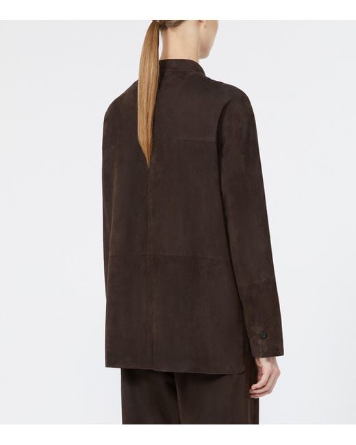 Max Mara Brown Suede Stand-Collar Jacket