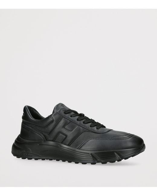 Hogan Black Leather Hyperlight Sneakers for men