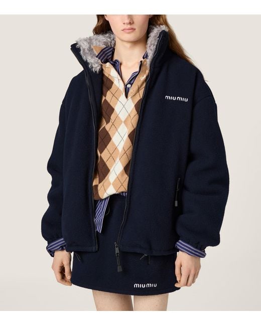 Miu Miu Blue Logo Motif Mini Skirt