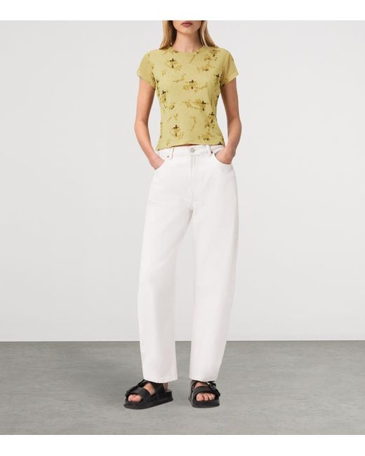AllSaints Yellow Mesh Floral Ellie T-Shirt