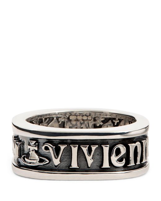 Vivienne Westwood Black Sterling Silver Scilly Ring for men