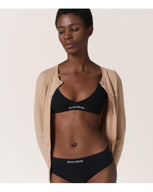 Miu Miu Black Ribbed Seamless Briefs