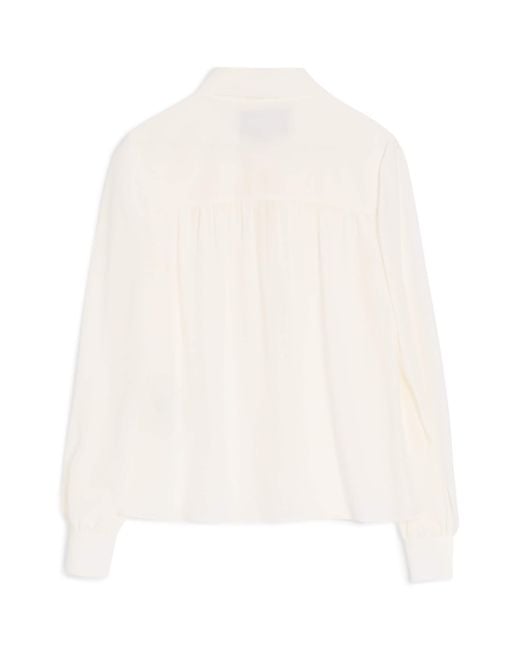 Valentino White Silk Bow-Tie Blouse