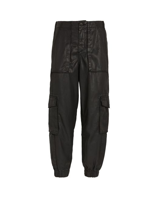 AllSaints Coated Frieda Cargo Trousers in Black | Lyst