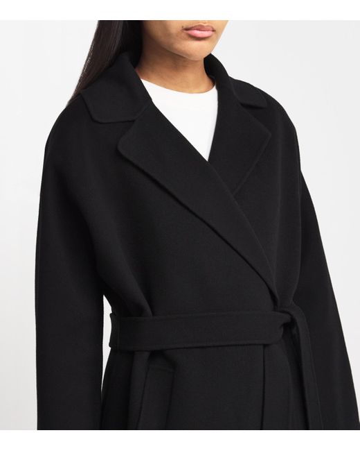 Weekend by Maxmara Black Wool-Blend Double-Faced Wrap Coat