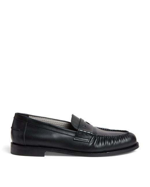 Emporio Armani Black Leather Loafers for men